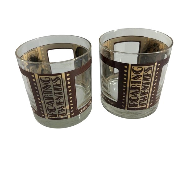 Vitg 2 Old Fashioned Glasses Roaring Twenties Actors Cocktail HouzeArt Bar Rocks - Picture 12 of 12